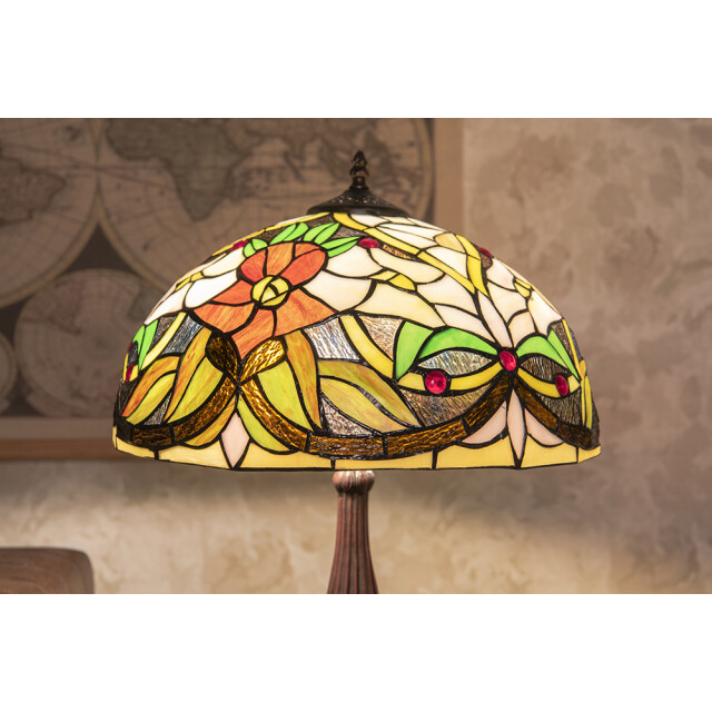 LumiLamp Tiffany tafellamp Ø 41x58 cm groen kunststof glas bloemen 1980499 large