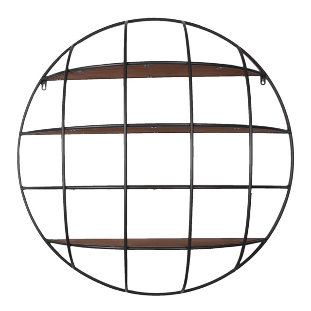 Clayre & Eef Wandrek 91x20 cm bruin ijzer hout rond muurrek 1388219 large