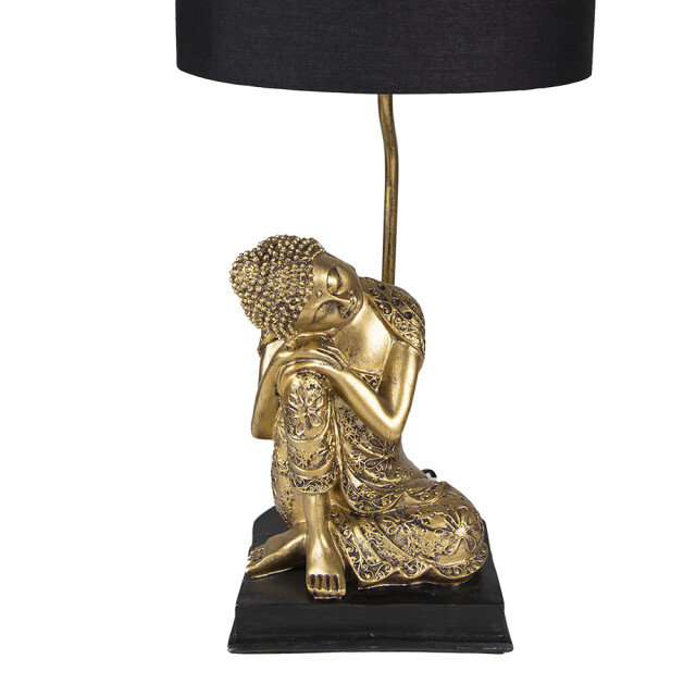Clayre & Eef Tafellamp boeddha Ø 26x54 cm zwart kunststof bureaulamp 2172810 large