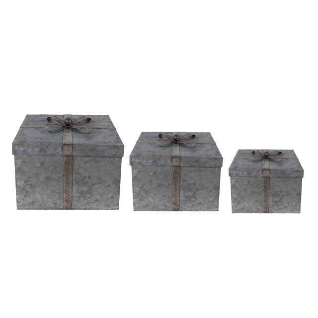 Clayre & Eef Opbergdoos 24x24x18 cm metaal vierkant opbergbox 2425357 large