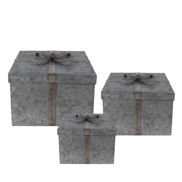 Clayre & Eef Opbergdoos 24x24x18 cm metaal vierkant opbergbox 2425357 large