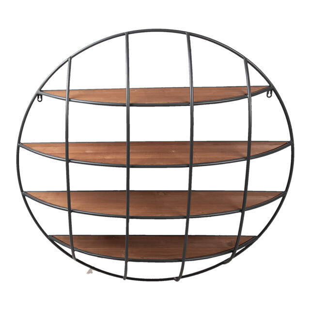 Clayre & Eef Wandrek 91x20 cm bruin ijzer hout rond muurrek 1388219 large