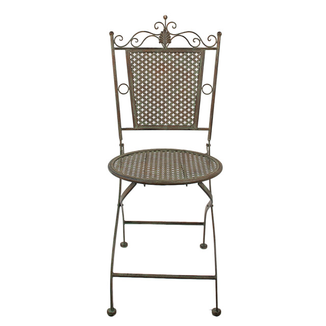 Clayre & Eef Bistrostoel 43x45x96 cm bruin ijzer terrasstoel 2418457 large