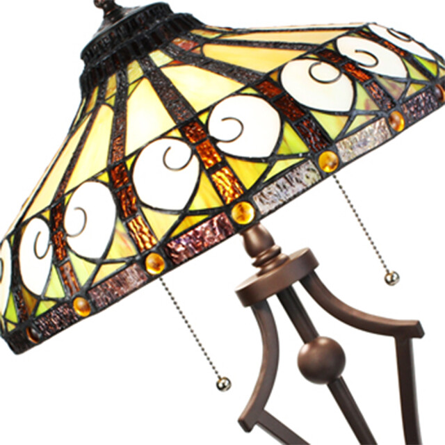 LumiLamp Tiffany tafellamp Ø 41x64 cm groen glas rond tiffany bureaulamp 2201439 large