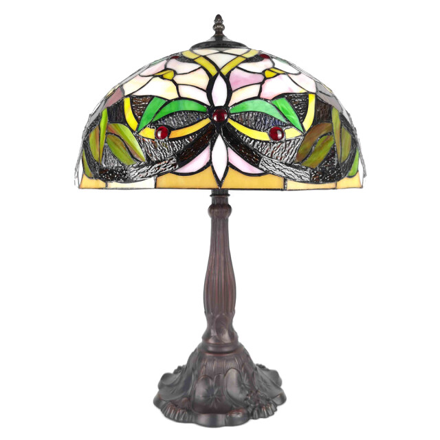 LumiLamp Tiffany tafellamp Ø 41x58 cm groen kunststof glas bloemen 1980499 large