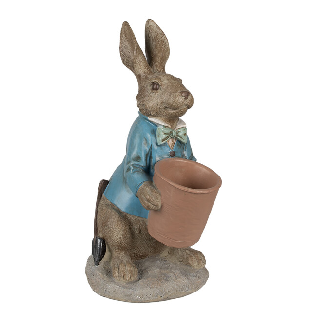 Clayre & Eef Beeld konijn 46 cm blauw polyresin bloempot 2825385 large