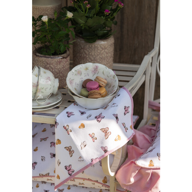 Clayre & Eef Tafelkleed 150x250 cm roze katoen rechthoek vlinders 2336284 large