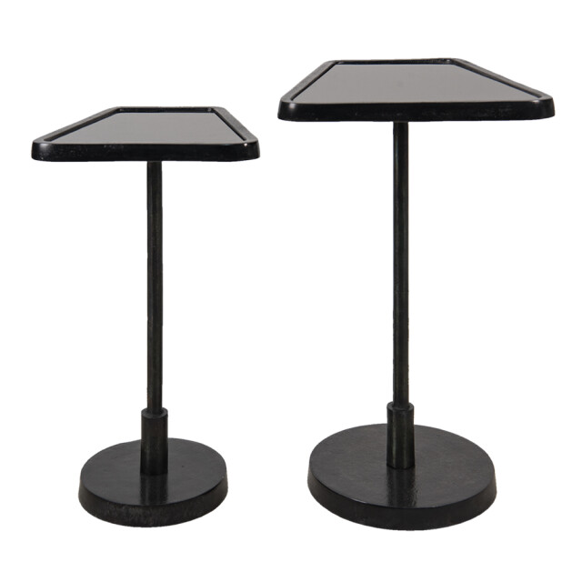 Clayre & Eef Bijzettafel set van 2 35x35x56 cm aluminium glas sidetable 1771257 large