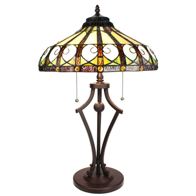 LumiLamp Tiffany tafellamp Ø 41x64 cm groen glas rond tiffany bureaulamp 2201439 large