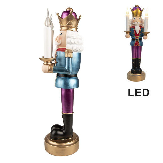 Clayre & Eef Beeld notenkraker 41 cm paars polyresin kerstdecoratie 2047919 large