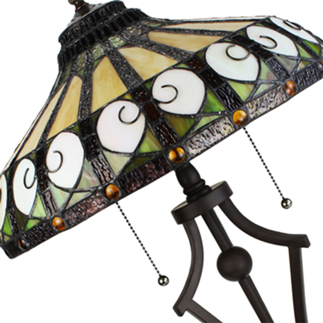LumiLamp Tiffany tafellamp Ø 41x64 cm groen glas rond tiffany bureaulamp 2201439 large