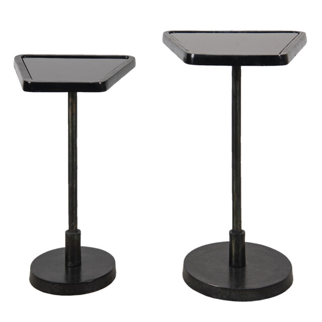 Clayre & Eef Bijzettafel set van 2 35x35x56 cm aluminium glas sidetable 1771257 large