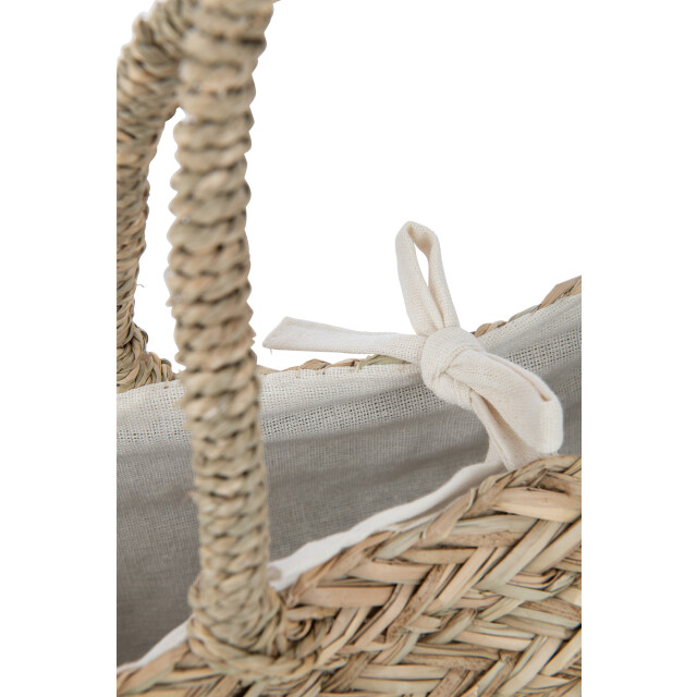 J-Line strandtas kant bloem+kwast jute /wit 50x19x52cm 3008219 large