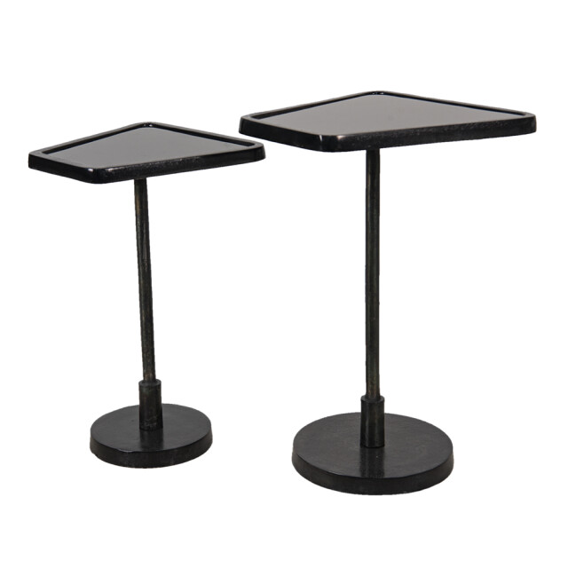 Clayre & Eef Bijzettafel set van 2 35x35x56 cm aluminium glas sidetable 1771257 large