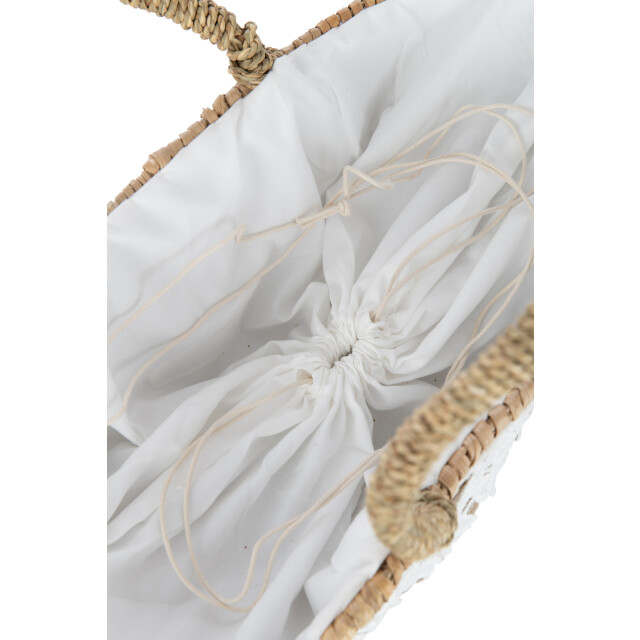 J-Line strandtas kant bloem patroon jute naturel/ 54x24x30cm 3008221 large