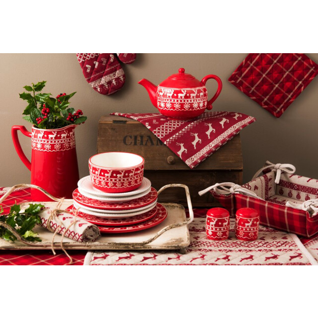 Clayre & Eef Tafelkleed kerst 150x250 cm beige katoen herten en kerst 1355755 large