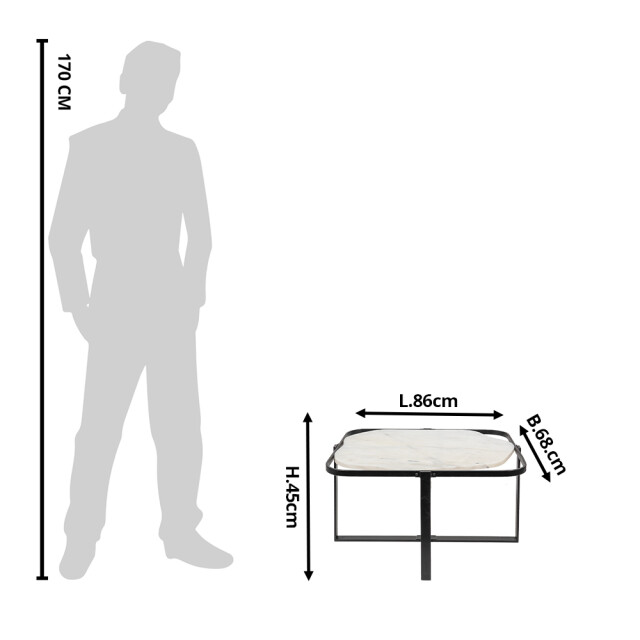 Clayre & Eef Salontafel 86x68x45 cm wit ijzer bijzettafel 1975438 large