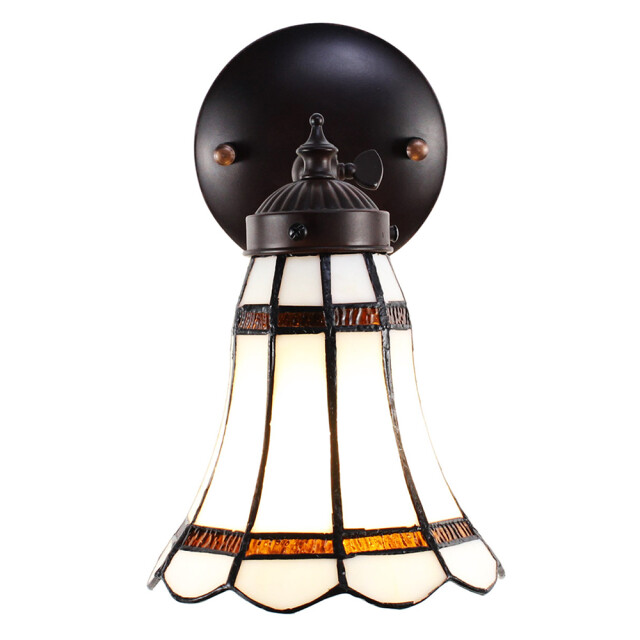 LumiLamp Wandlamp tiffany 17x12x23 cm bruin glas metaal rond muurlamp 1944978 large