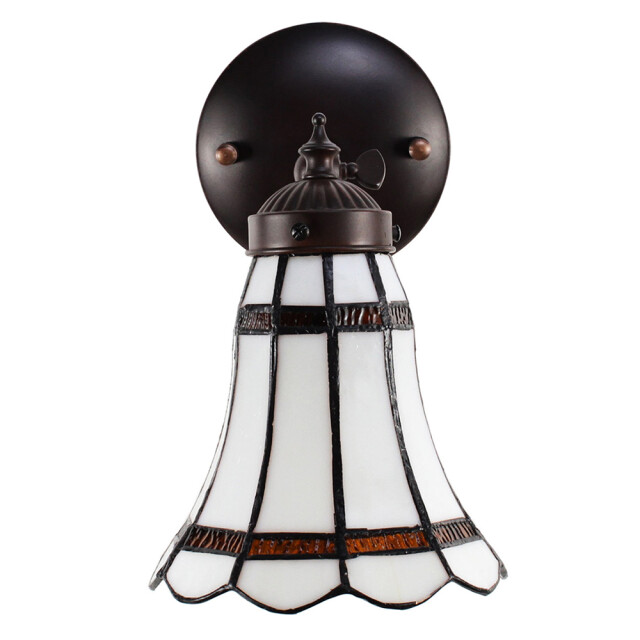 LumiLamp Wandlamp tiffany 17x12x23 cm bruin glas metaal rond muurlamp 1944978 large