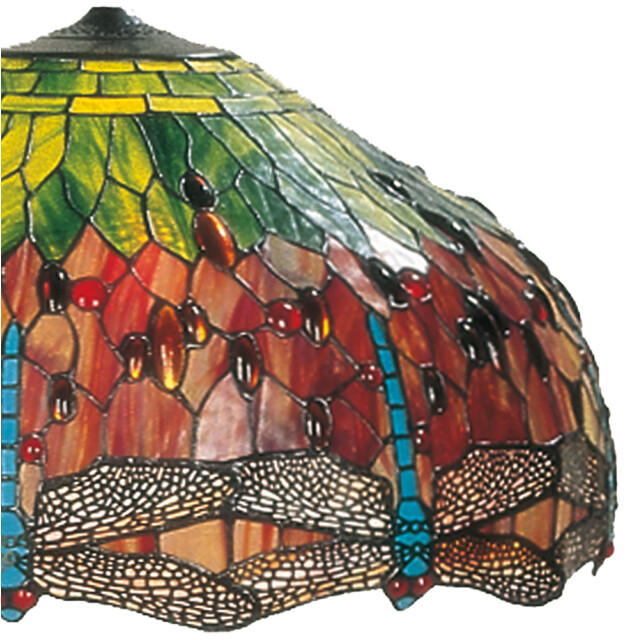 LumiLamp Lampenkap tiffany Ø 62x32 cm rood glas libelle glazen lampenkap 1088411 large