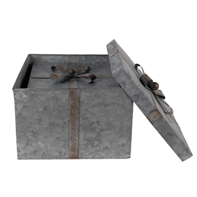 Clayre & Eef Opbergdoos 24x24x18 cm metaal vierkant opbergbox 2425357 large