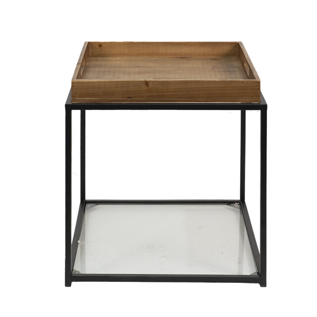 Clayre & Eef Bijzettafel 44x44x45 cm zwart ijzer hout vierkant 1851674 large