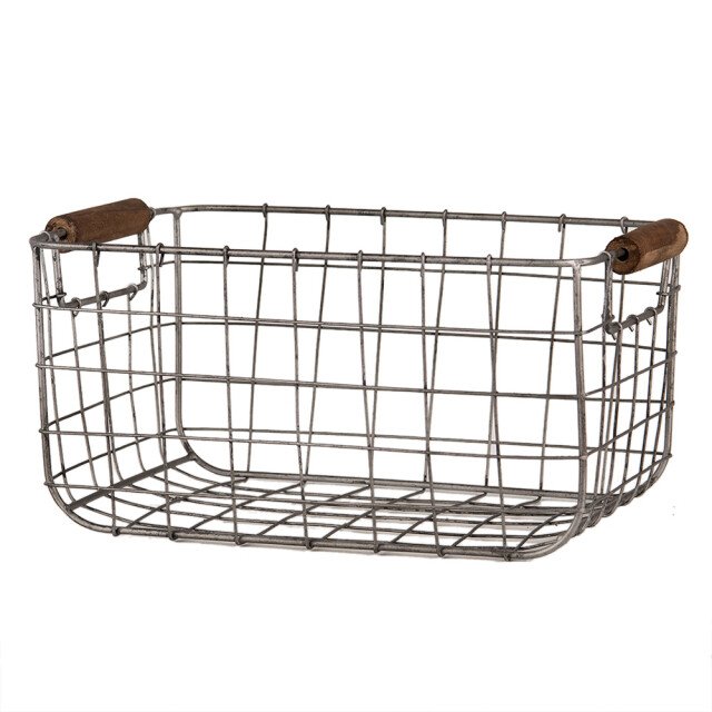Clayre & Eef Opbergmand set van 2 37x23x18 cm bruin metaal rechthoek mand 2630225 large