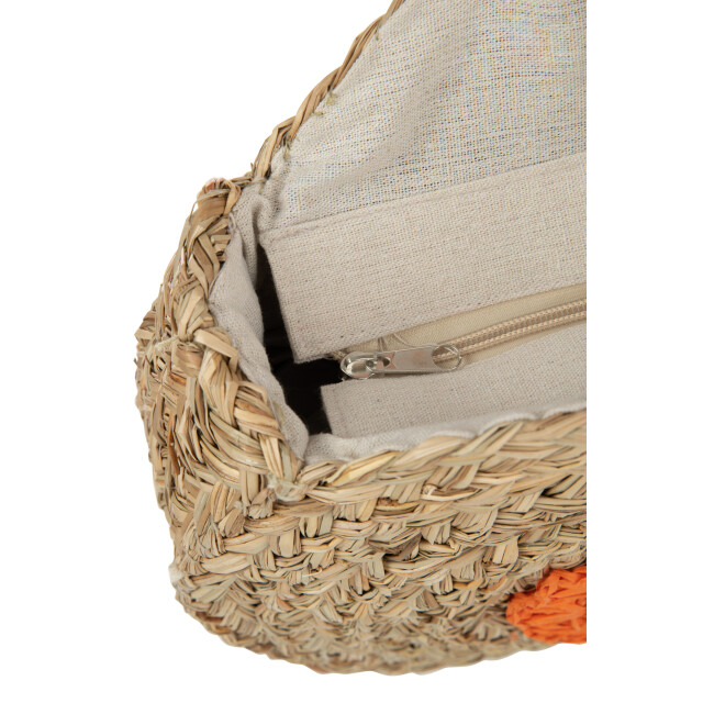 J-Line strandtas rond bloem zeegras nat/oranje 40x7x40cm 3009301 large