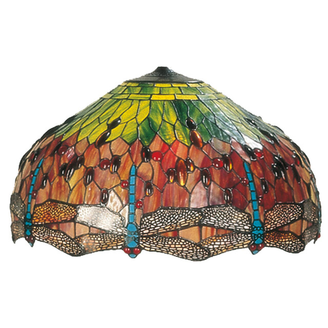 LumiLamp Lampenkap tiffany Ø 62x32 cm rood glas libelle glazen lampenkap 1088411 large