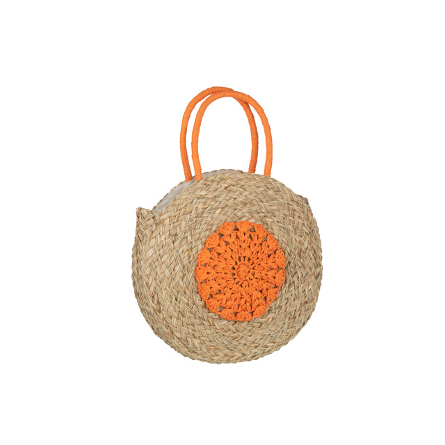 J-Line strandtas rond bloem zeegras nat/oranje 40x7x40cm 3009301 large
