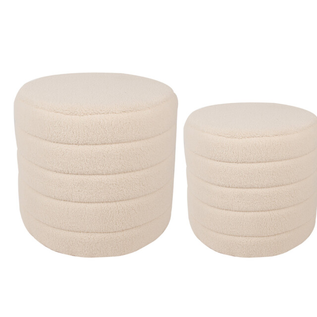 Clayre & Eef Hocker set van 2 Ø 50x45 / Ø 40x40 cm hout textiel rond 2704950 large