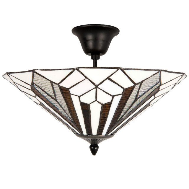 LumiLamp Plafondlamp tiffany Ø 40x28 cm bruin metaal glas driehoek 1088570 large