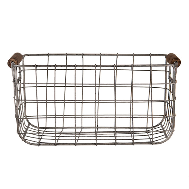 Clayre & Eef Opbergmand set van 2 37x23x18 cm bruin metaal rechthoek mand 2630225 large