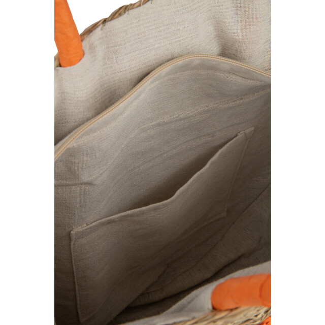J-Line strandtas rond bloem zeegras nat/oranje 40x7x40cm 3009301 large