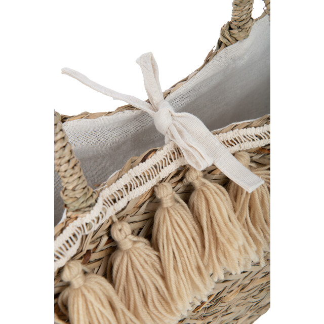 J-Line strandtas kwasten jute/textiel /beige 50x22x50cm 3008246 large