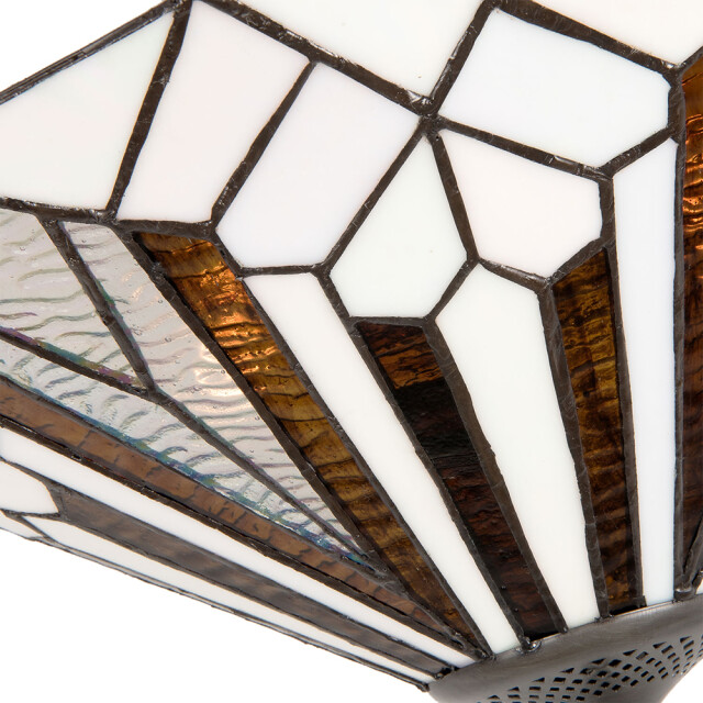 LumiLamp Plafondlamp tiffany Ø 40x28 cm bruin metaal glas driehoek 1088570 large