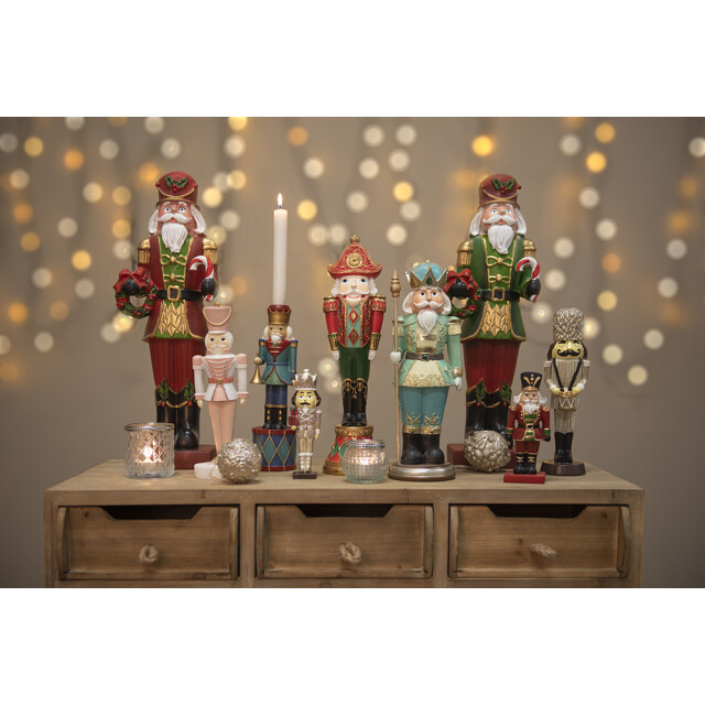 Clayre & Eef Beeld notenkraker 10x10x36 cm polyresin kerstdecoratie 1741052 large