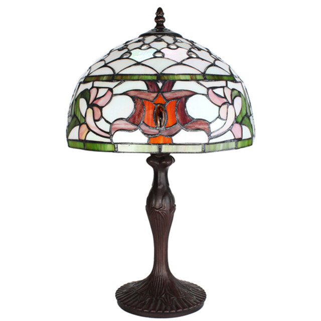LumiLamp Tiffany tafellamp Ø 30x49 cm groen glas rond tiffany bureaulamp 2201437 large