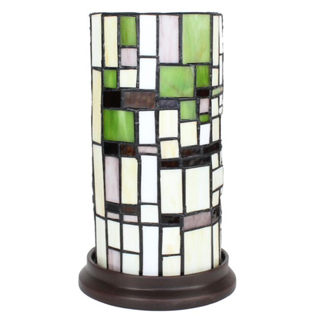 LumiLamp Tiffany tafellamp Ø 15x26 cm groen glas kunststof rond tiffany 2201457 large