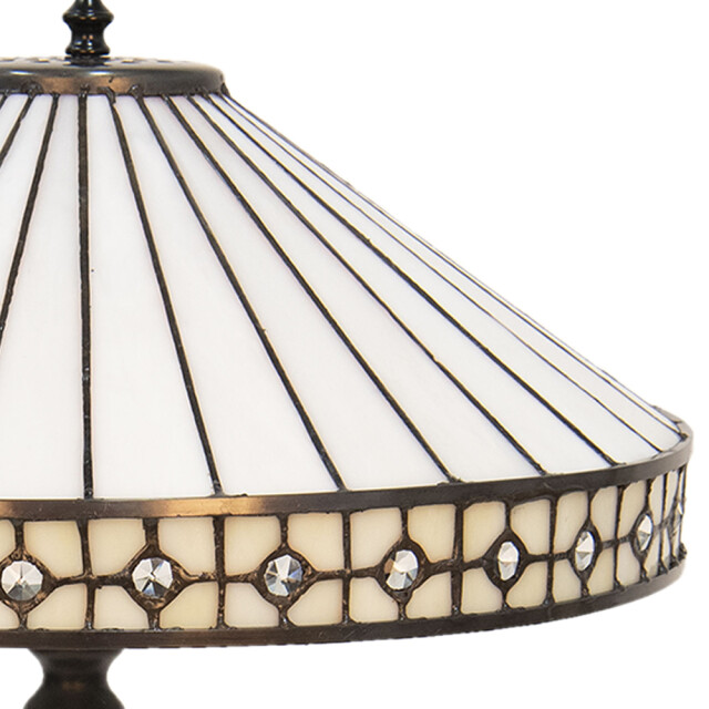 LumiLamp Tiffany tafellamp Ø 40x58 cm beige glas tiffany bureaulamp 1088636 large