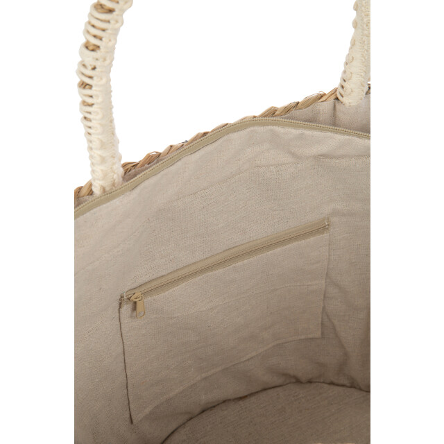 J-Line strandtas kwasten+schelpen zeegras nat/blauw 58x19x30cm 3009295 large