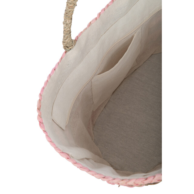 J-Line strandtas kort handvatten horizontale strepen jute /licht roze - 3008268 large