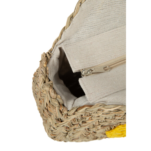 J-Line strandtas rond bloem zeegras nat/geel 40x7x40cm 3009302 large