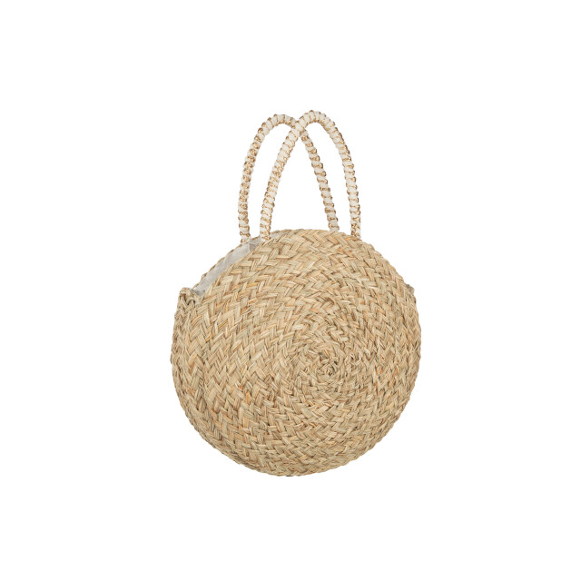 J-Line strandtas rond+kwast zeegras/kant nat/wit 40x7x40cm 3009280 large