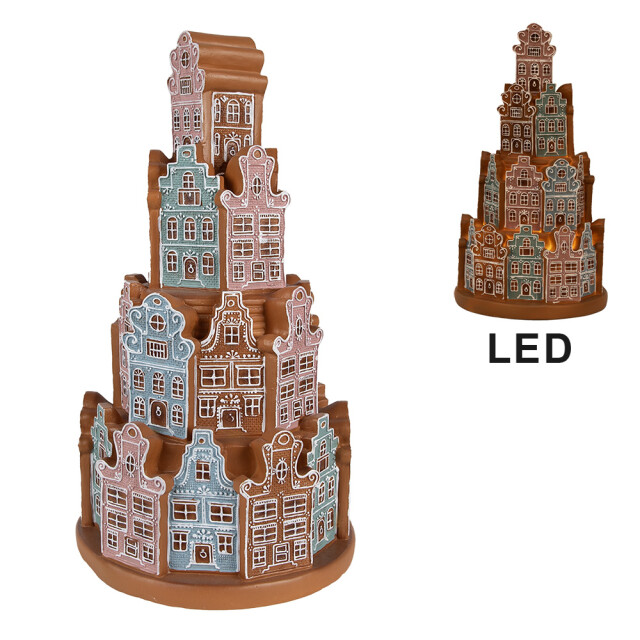 Clayre & Eef Gingerbread house met led Ø 18x33 cm blauw kunststof 2976276 large