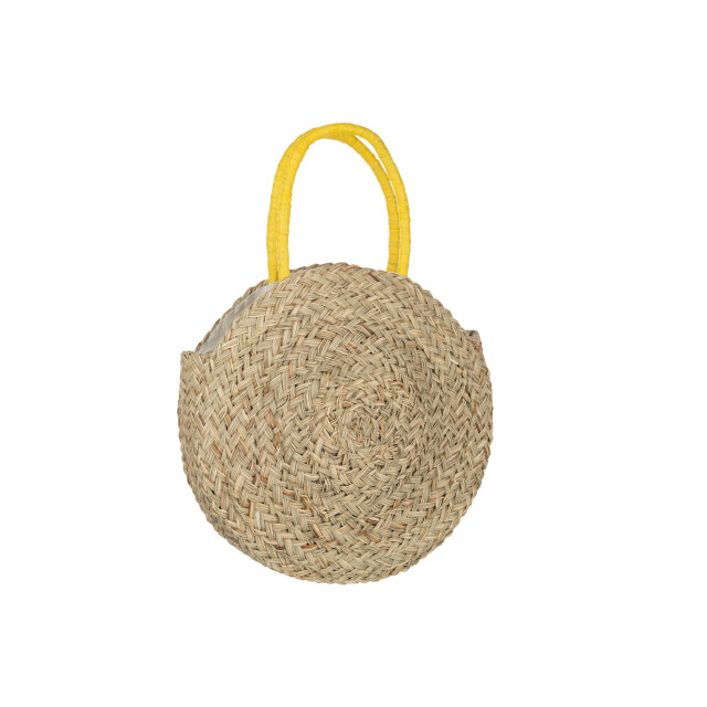 J-Line strandtas rond bloem zeegras nat/geel 40x7x40cm 3009302 large