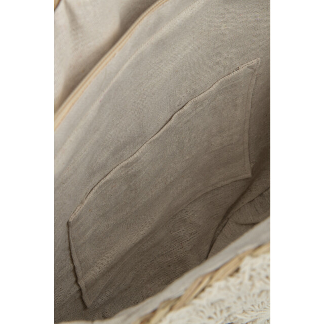J-Line strandtas rond+kwast zeegras/kant nat/wit 40x7x40cm 3009280 large