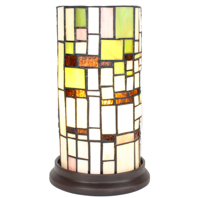 LumiLamp Tiffany tafellamp Ø 15x26 cm groen glas kunststof rond tiffany 2201457 large