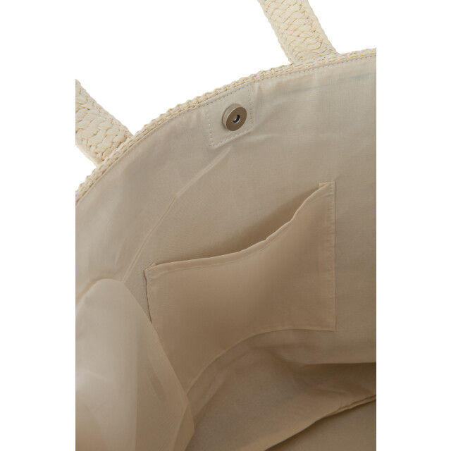 J-Line set van 2 strandtas strepen + hoed papier beige/lichtbruin 59x20x39cm 3008235 large