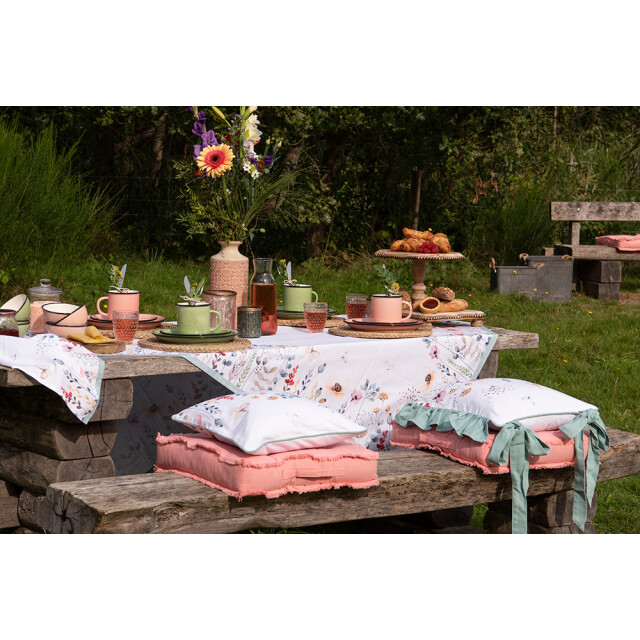 Clayre & Eef Tafelkleed 150x250 cm wit katoen rechthoek bloemen 1771060 large